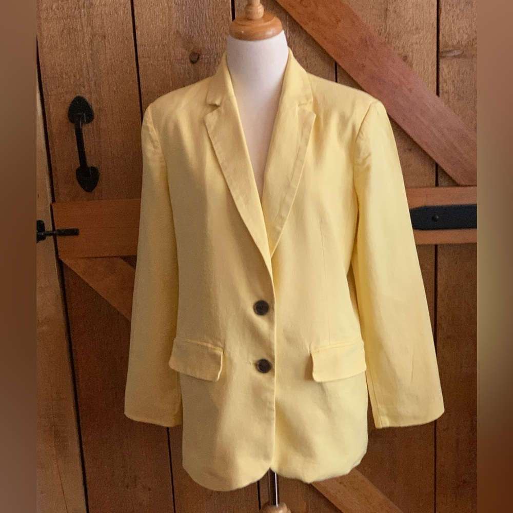 A NEW DAY Yellow Linen Blend Lined Blazer S Size Small